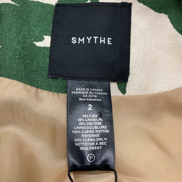 SMYTHE CREAM / GREEN ONE BUTTON LINEN BLAZER - Picture 4 of 5